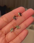 Mini Baguette Emerald Studs
