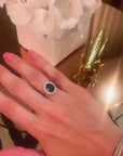 Oval Sapphire and Diamond Halo Ring